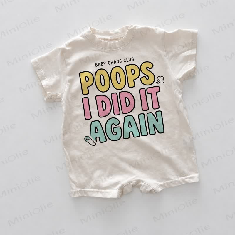 POOPS I DID IT AGAIN Baby White Slogan Romper - White - 18-24M - image 1
