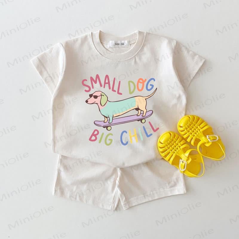 SMALL DOG BIG CHILL Baby Dog Print White 2-piece Set - White - 18-24M - image 1