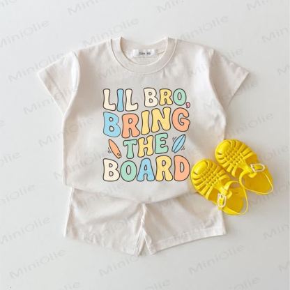 LIL BRO, BRING THE BOARD Baby Slogan White 2-piece Set - White - 18-24M - image 1