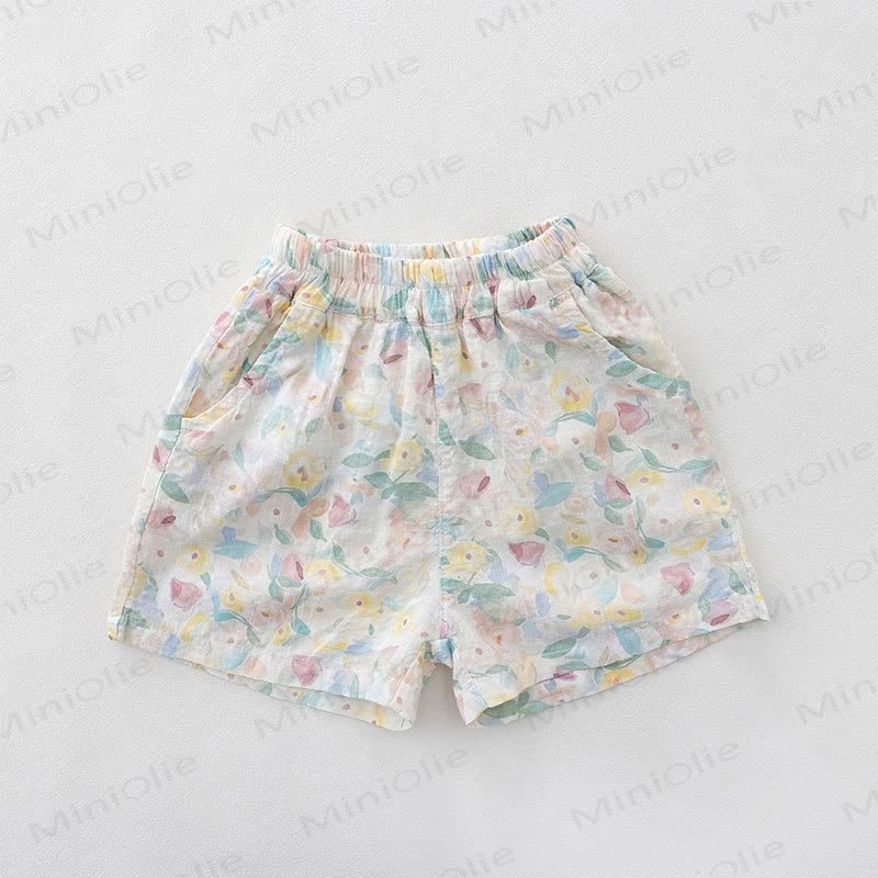 Toddler Girls Pastel Floral Print Shorts - Pink - 6-7T - image 2
