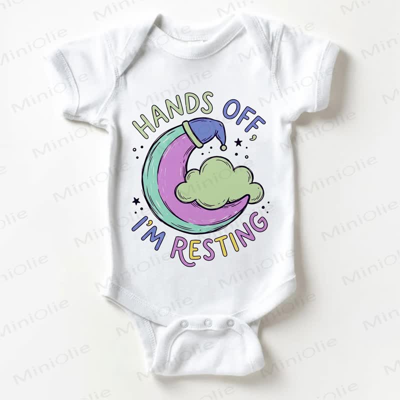 HANDS OFF I'M RESTING Baby Moon White Bodysuit - White - 18-24M - image 1