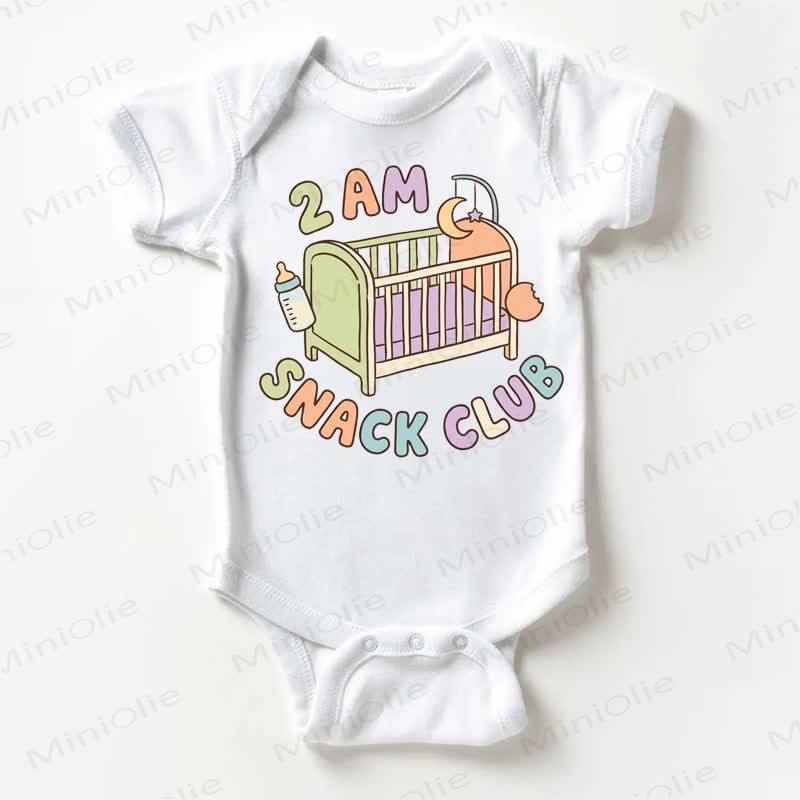 2 AM SNACK CLUB Baby Slogan White Bodysuit - White - 18-24M - image 1