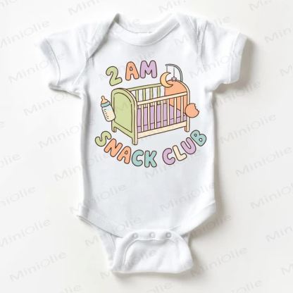 2 AM SNACK CLUB Baby Slogan White Bodysuit - White - 18-24M - image 1