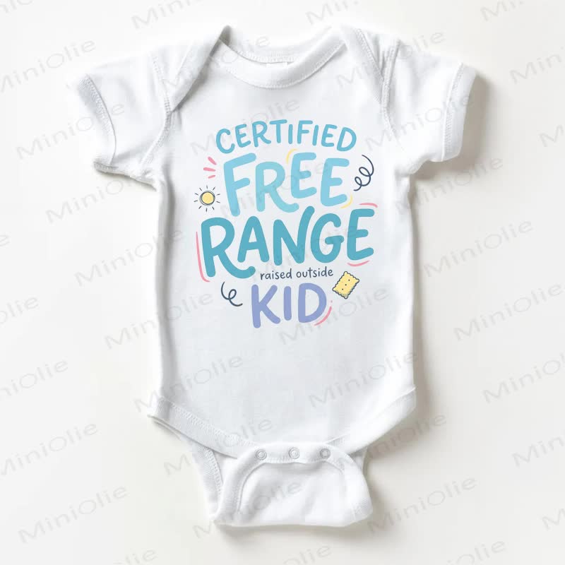 CERTIFIED FREE RANGE RAISED OUTSIDE KID Baby Slogan White Bodysuit - White - 18-24M - image 1