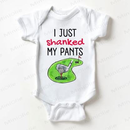 I JUST SHANKED MY PANTS Baby Golf Print White Bodysuit - White - 18-24M - image 1