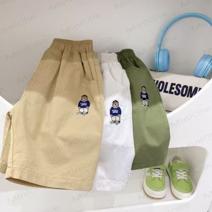 Toddler Kid Boys Bear Embroidered Shorts - image 1