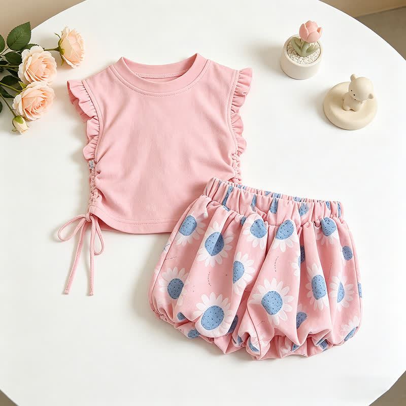 Toddler Girl Floral Top and Shorts 2-piece Set - Pink - 7-10T - image 5