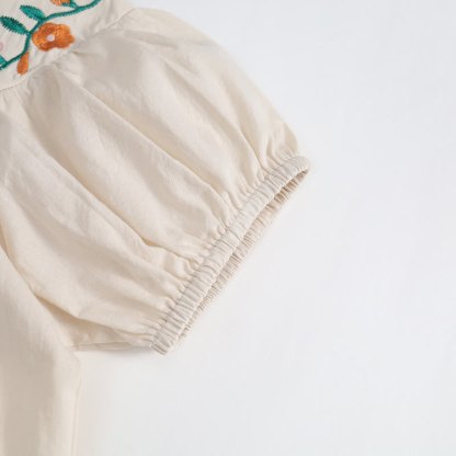 Toddler Girl Floral Embroidered Puff Sleeve Top and Shorts 2-piece Set - image 5