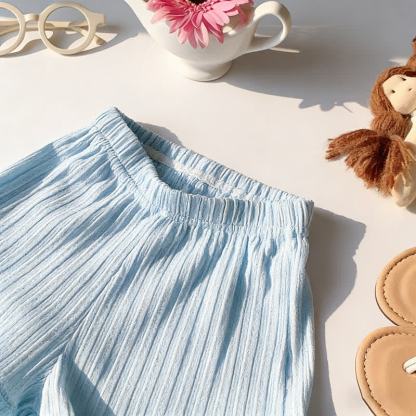 Toddler Girl Solid Color Ribbed Top and Shorts 2-piece Sleeveless Set - image 10