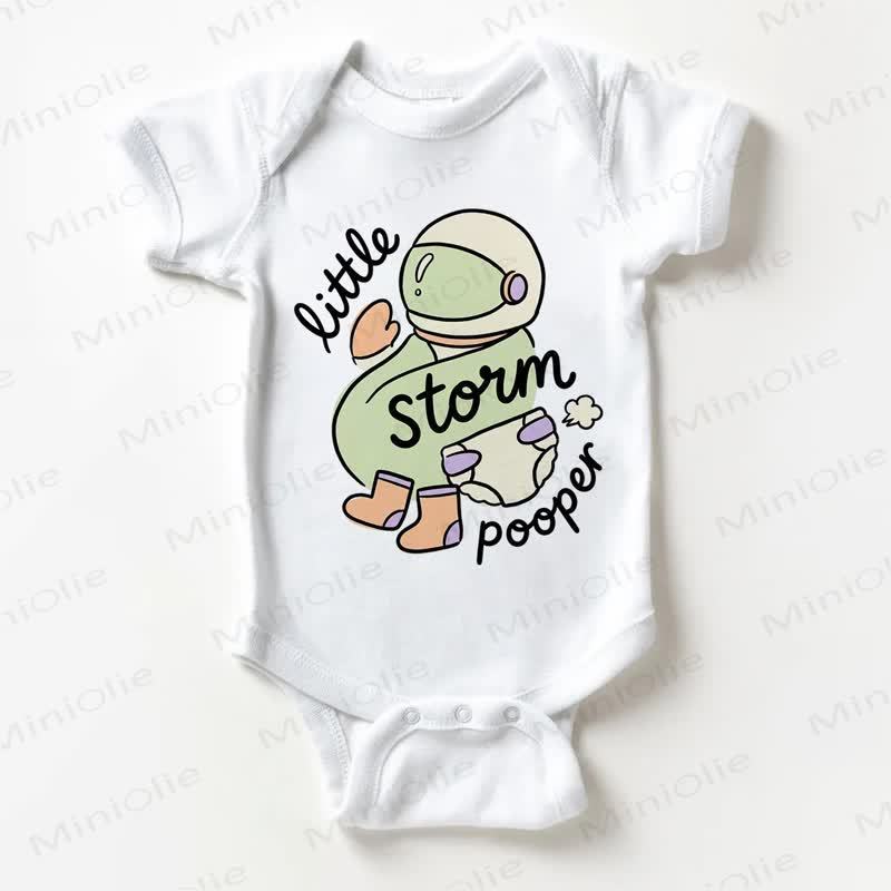 LITTLE STORM POOPER Baby Slogan White Bodysuit - White - 18-24M - image 1