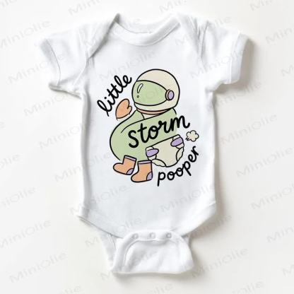 LITTLE STORM POOPER Baby Slogan White Bodysuit - White - 18-24M - image 1