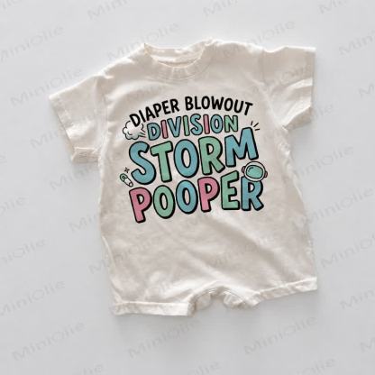 DIAPER BLOWOUT DIVISION STORM POOPER Baby White Slogan Romper - White - 18-24M - image 1