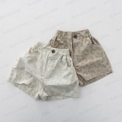 Toddler Solid Color Leopard Print Elastic Waist Shorts - image 1