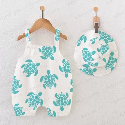 Baby Turtle White Romper with Hat - White - 18-24M - image 1