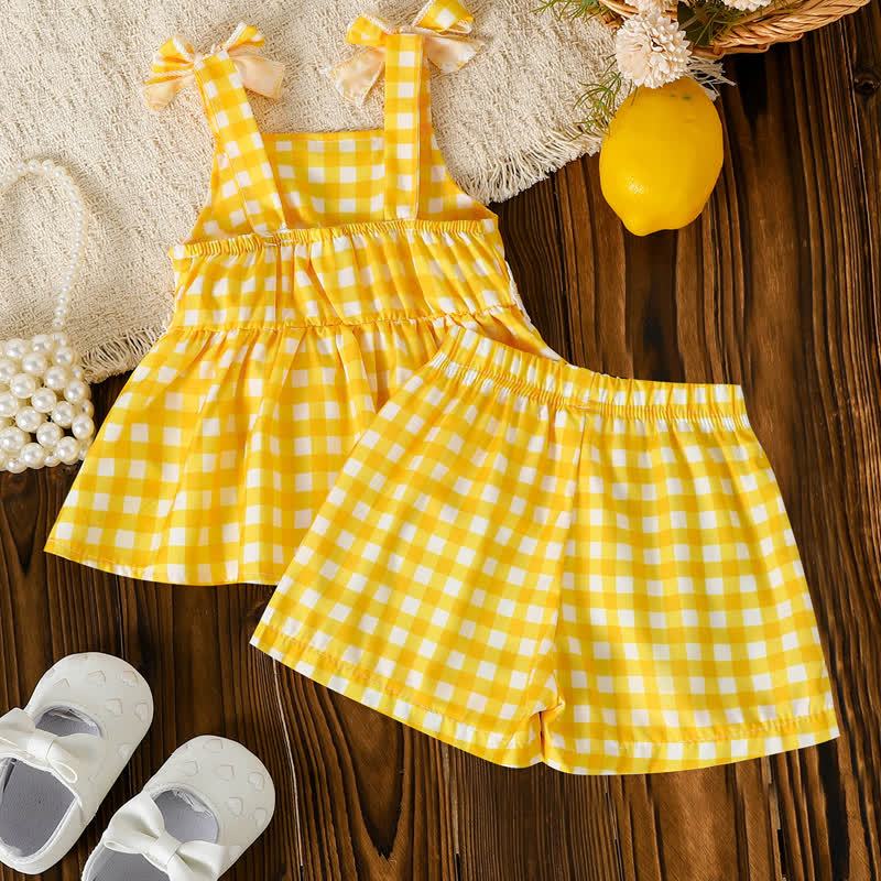 Baby Yellow Gingham Daisy Sleeveless Set - image 4