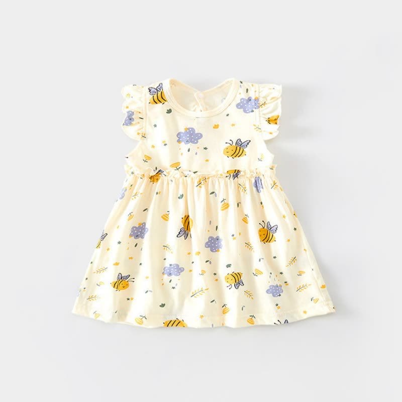 Toddler Baby Girl Beige Flutter Sleeve Dress - Beige Bee - 6-7T - image 3