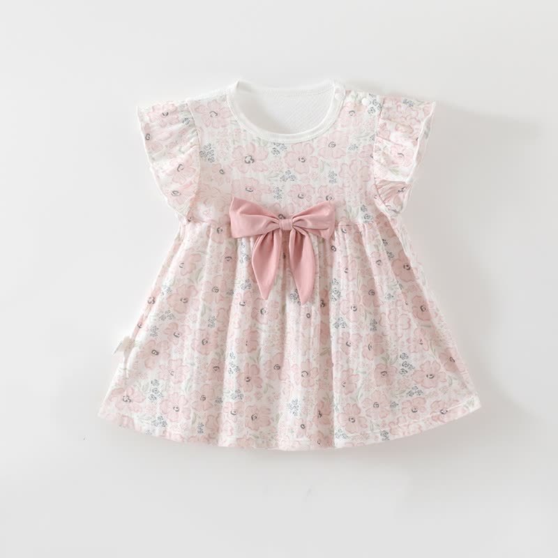 Baby Toddler Girl Flutter/Short Sleeve Summer Dress - Pink Flower - 2-3T - image 2