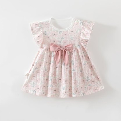 Baby Toddler Girl Flutter/Short Sleeve Summer Dress - Pink Flower - 2-3T - image 2