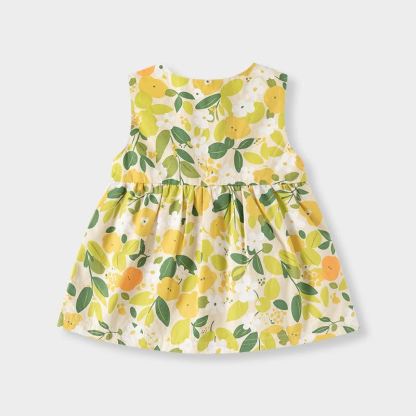 Toddler Baby Yellow Floral and Bow Summer Sleeveless Dress - image 2