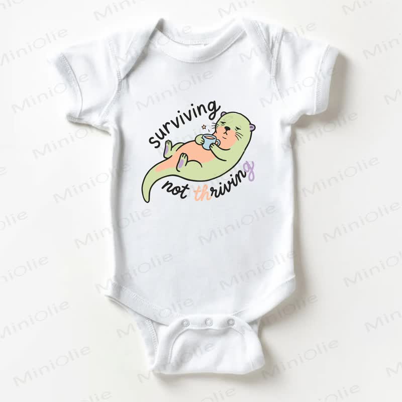 SURVIVING NOT THRIVING Baby Slogan White Bodysuit - White - 18-24M - image 1