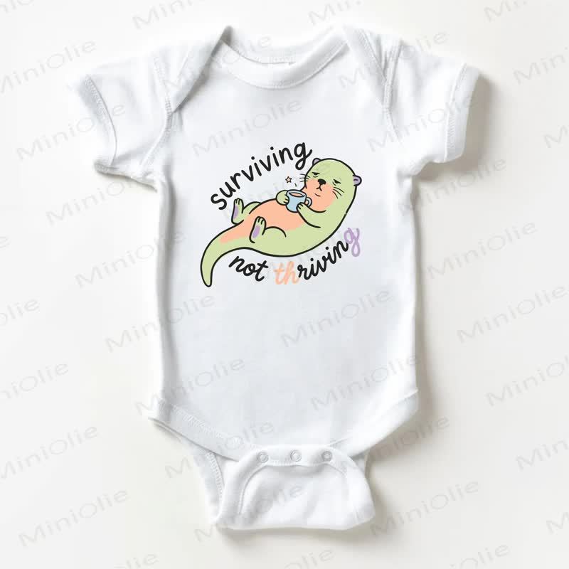 SURVIVING NOT THRIVING Baby Slogan White Bodysuit - White - 18-24M - image 1