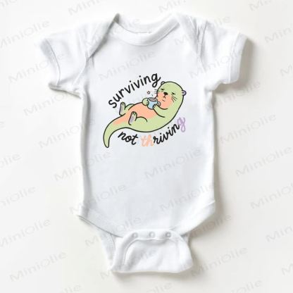 SURVIVING NOT THRIVING Baby Slogan White Bodysuit - White - 18-24M - image 1