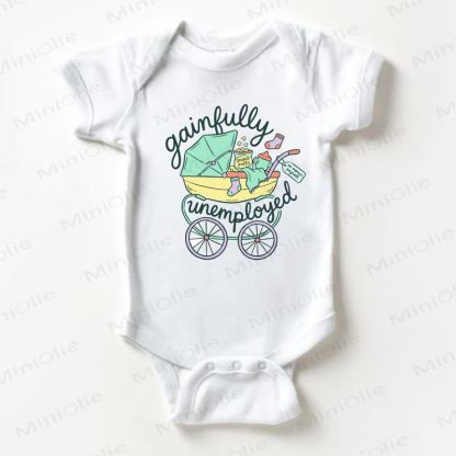 GAINFULLY UNEMPLOYED Baby Slogan White Bodysuit - White - 18-24M - image 1