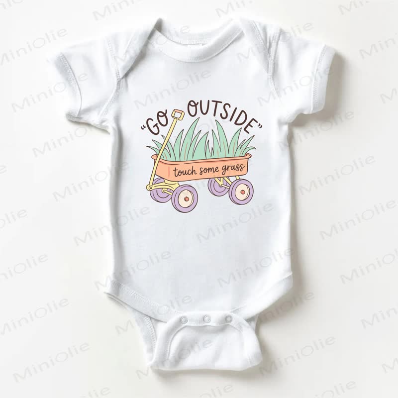 GO OUTSIDE TOUCH SOME GRASS Baby Slogan White Bodysuit - White - 18-24M - image 1
