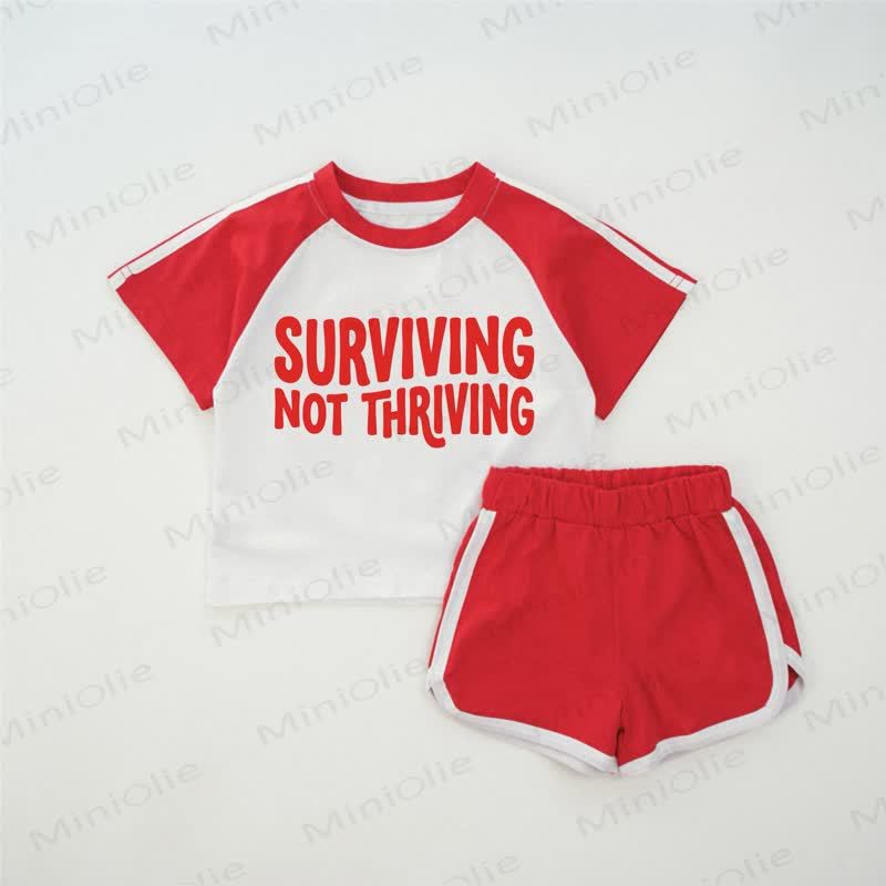 SURVIVING NOT THRIVING Baby Red T-shirt Set - Red - 2-3T - image 1