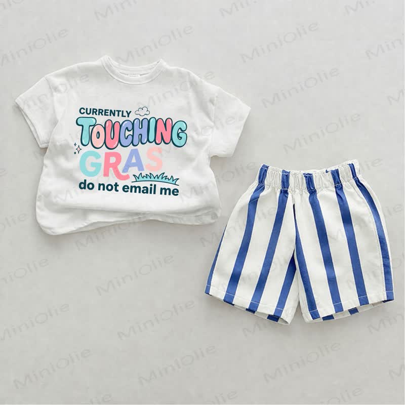 CURRENTLY TOUCHING GRA DO NOT EMAIL ME Baby Blue Vertical Striped 2-piece Shorts Set - White&Blue - 2-3T - image 1