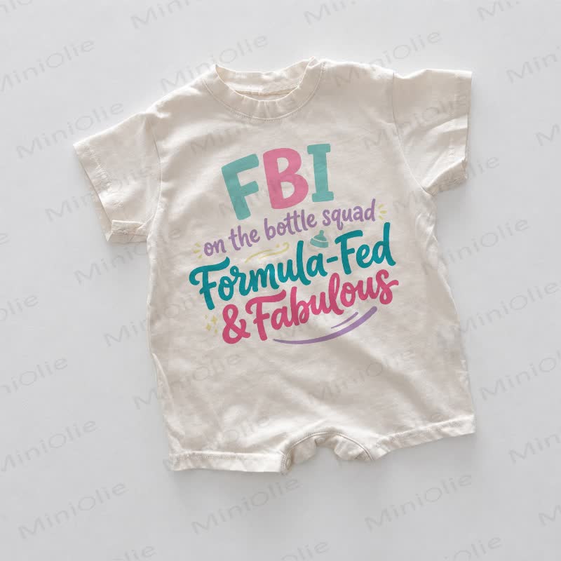 FBI ON THE BOTTLE SQUAD FORMULA-FED & FABULOUS Baby White Print Romper - White - 18-24M - image 1
