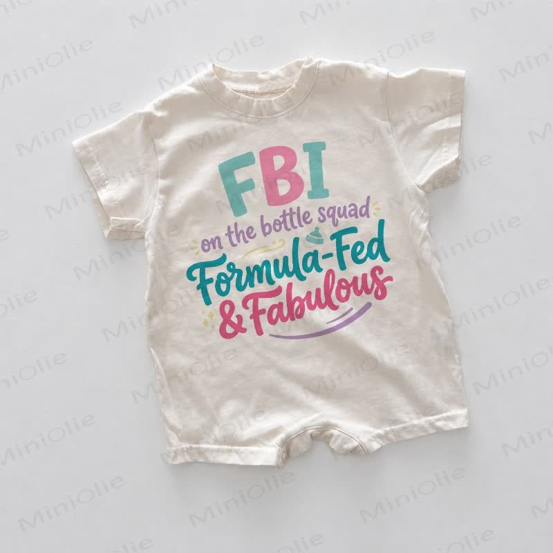 FBI ON THE BOTTLE SQUAD FORMULA-FED & FABULOUS Baby White Print Romper - White - 18-24M - image 1