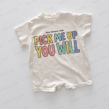 TINY MENACE CLUB PICK ME UP YOU WILL Baby White Print Romper - White - 18-24M - image 1