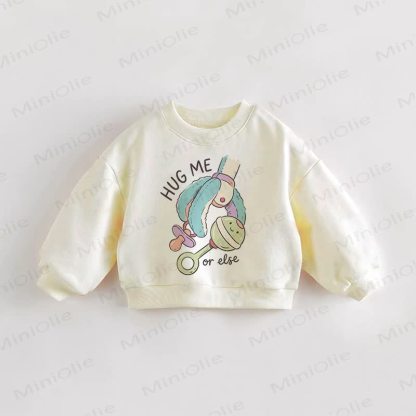 HUG ME OR ELSE Baby Toddler Slogan Cream Sweatshirt - Cream - 3-5T - image 1