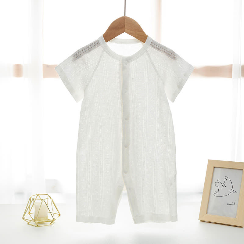 Baby Soft Textured Solid Color Romper  - White - 18-24M - image 2