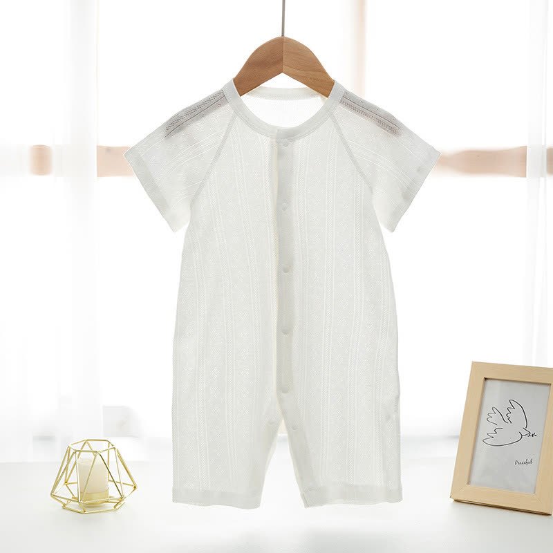 Baby Soft Textured Solid Color Romper  - White - 18-24M - image 2