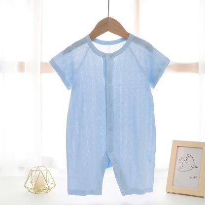 Baby Soft Textured Solid Color Romper  - Blue - 18-24M - image 3