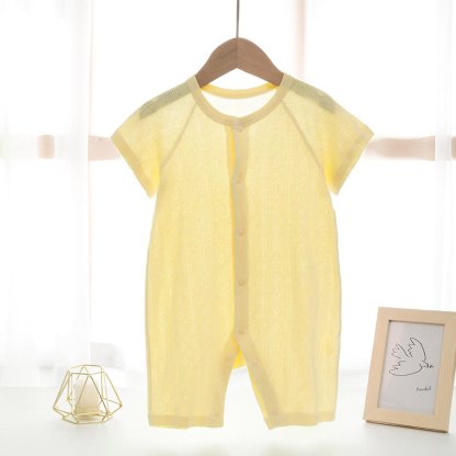 Baby Soft Textured Solid Color Romper  - Yellow - 18-24M - image 5