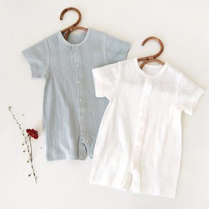 Baby Soft Textured Solid Color Romper  - image 1