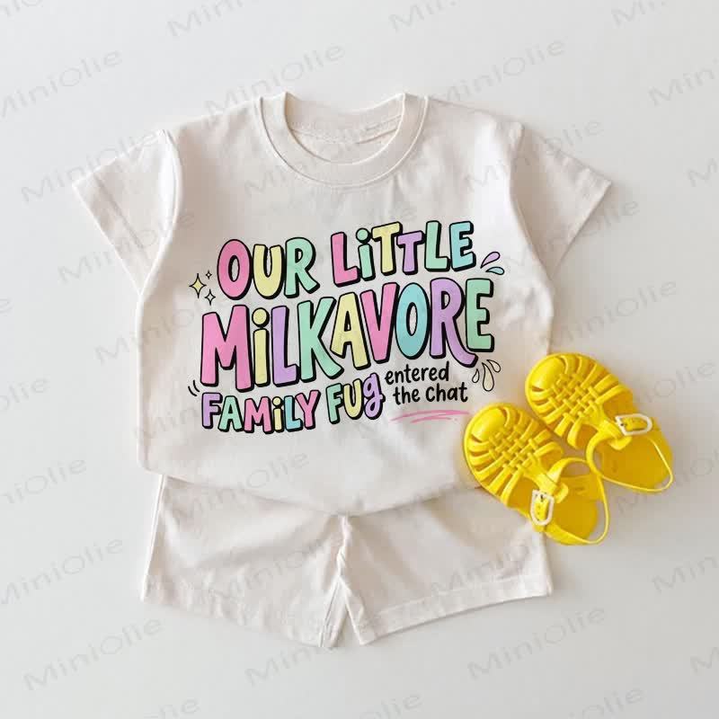 OUR LITTLE MILKAVORE FAMILY FUG ENTERED THE CHAT Baby White Tee and Shorts 2-piece Set - White - 18-24M - image 1