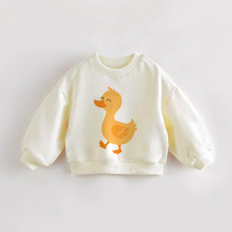 Baby Duck Print Toddler Sweatshirt - Cream - 3-5T - image 1