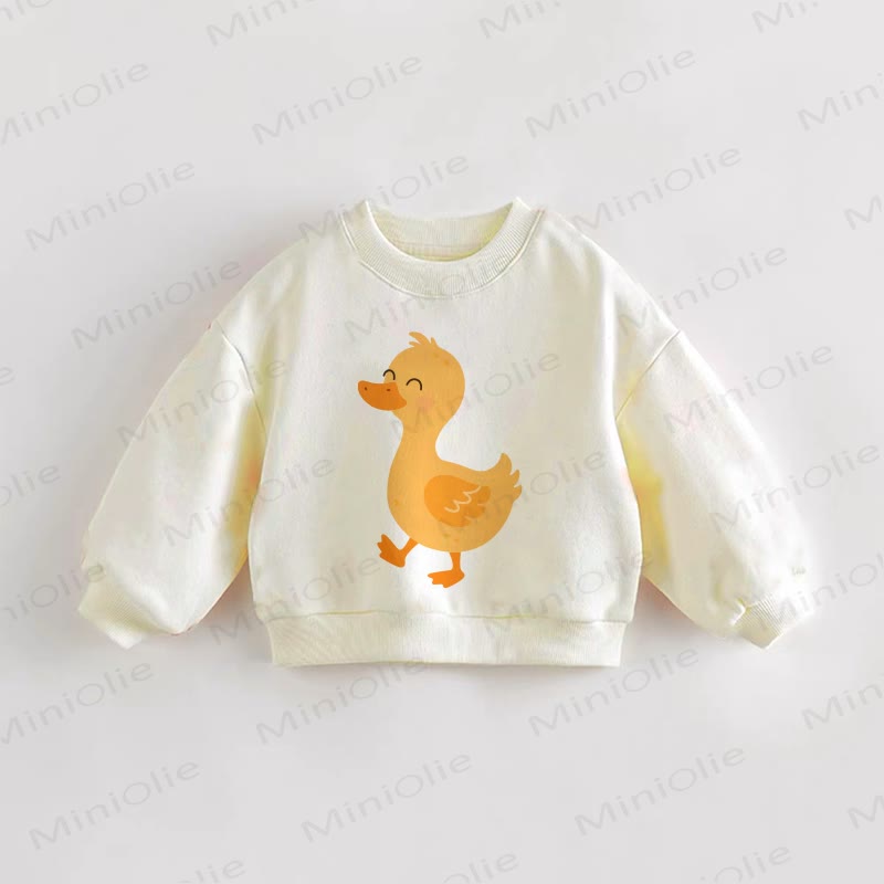 Baby Duck Print Toddler Sweatshirt - Cream - 3-5T - image 1