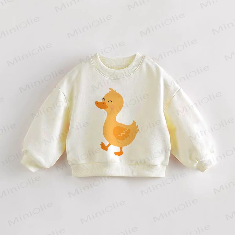 Baby Duck Print Toddler Sweatshirt - Cream - 3-5T - image 1