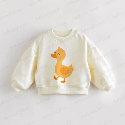 Baby Duck Print Toddler Sweatshirt - Cream - 3-5T - image 1