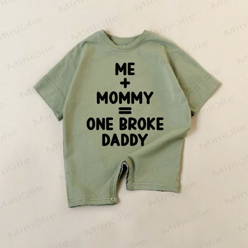 ME+ MOMMY=ONE BROKE DADDY Baby Green Romper - Green - 18-24M - image 1