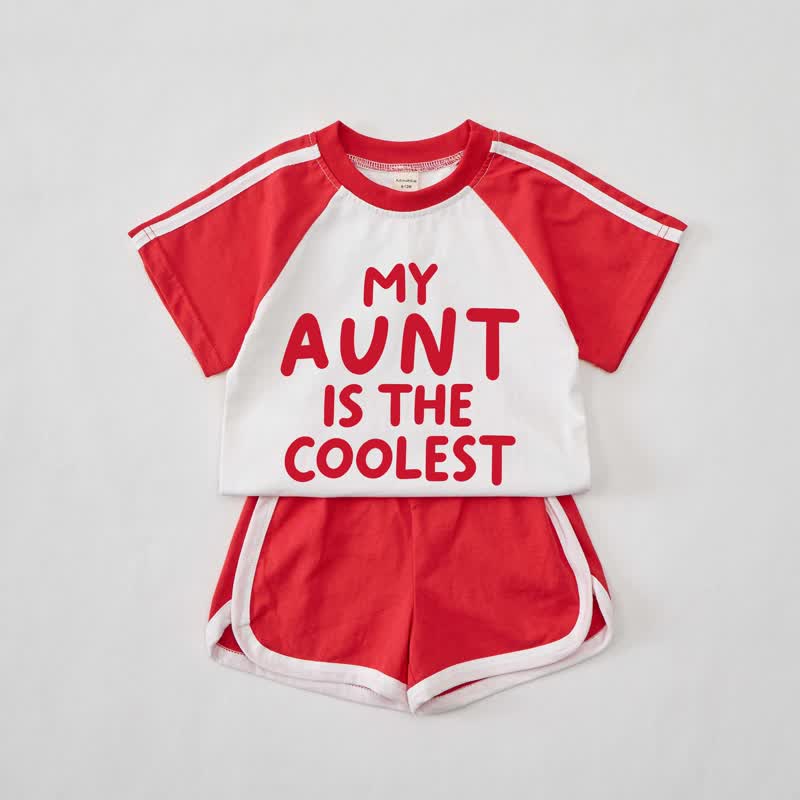 MY AUNT IS THE COOLEST Baby Red T-shirt Set - Red - 2-3T - image 1