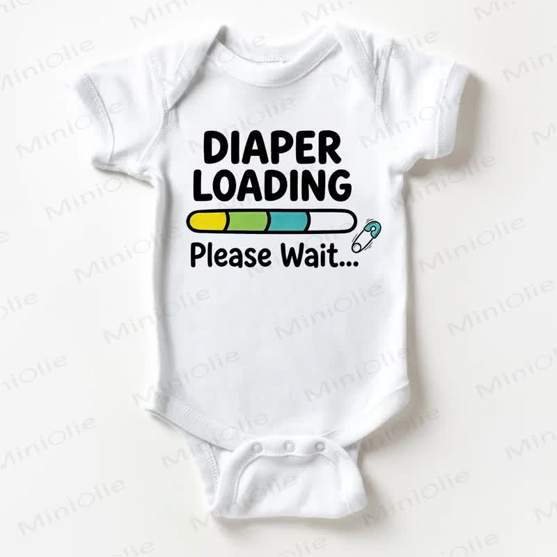 DIAPER LOADING PLEASE WAIT... Baby Slogan White Bodysuit - White - 18-24M - image 1