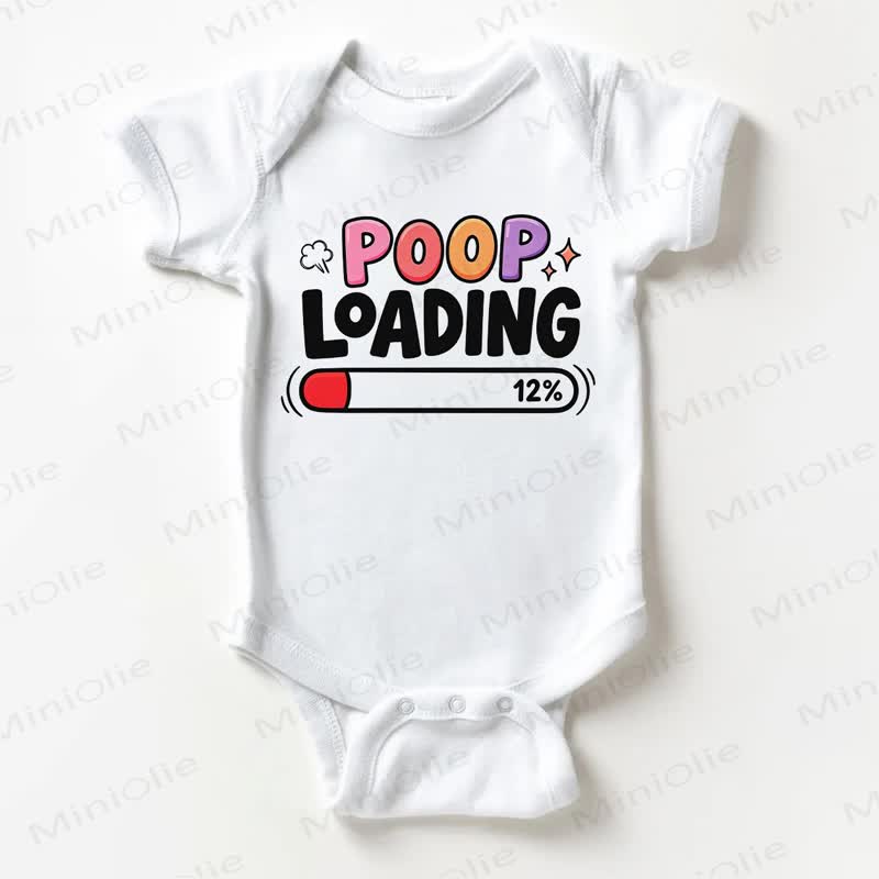 POOP LOADING Baby Slogan White Bodysuit - White - 18-24M - image 1