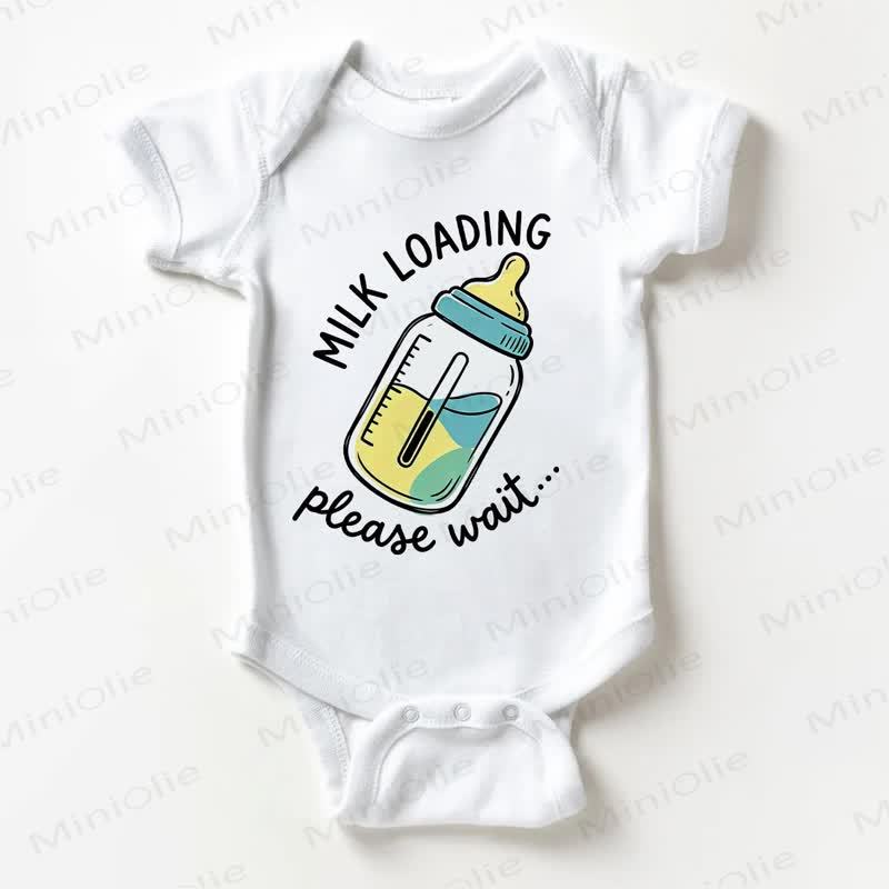 MILK LOADING PLEASE WAIT Baby Slogan White Bodysuit - White - 18-24M - image 1