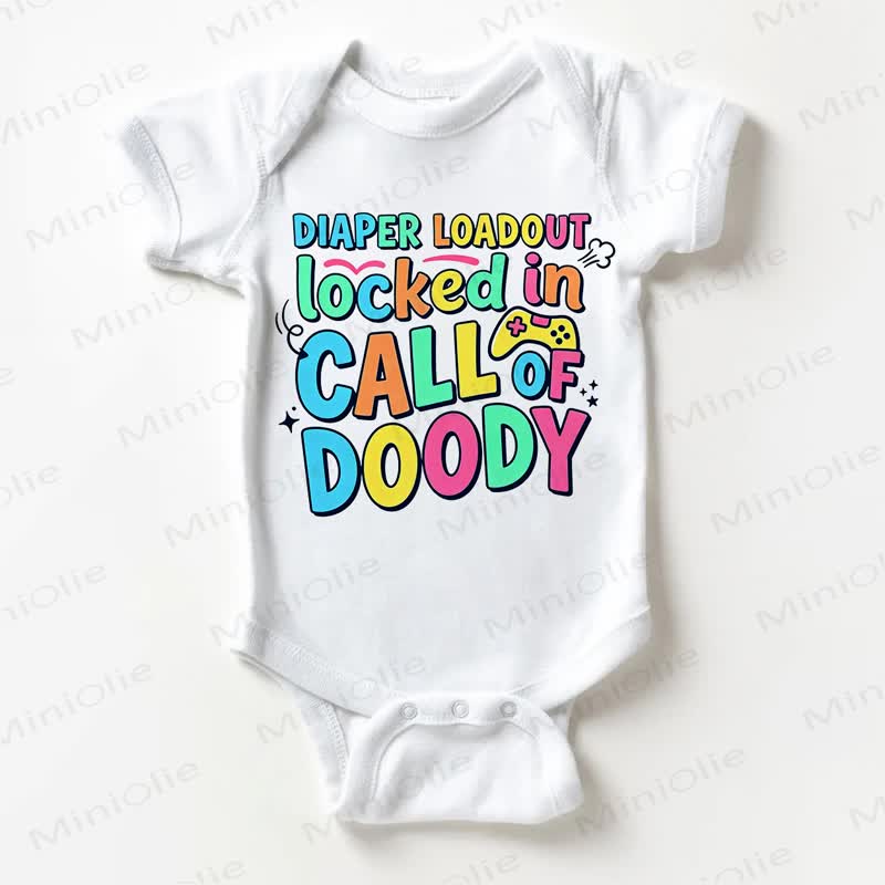 DIAPER LOADOUT LOCKED IN CALL OF DOODY Baby Slogan White Bodysuit - White - 18-24M - image 1